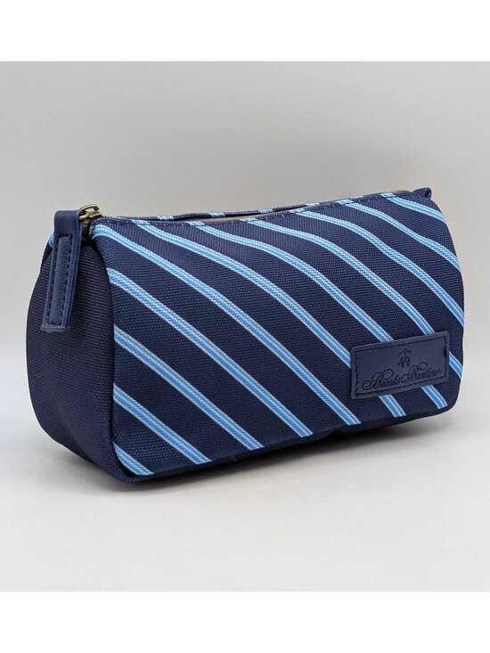 Brooks Brothers United Airlines Accessory Toiletry Bag Travel Blue Stripes Zip